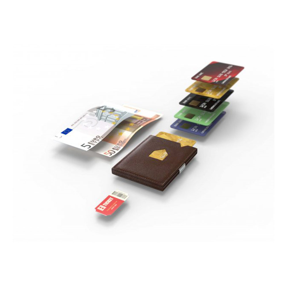 Πορτοφόλι για κάρτες δερμάτινο με rfid προστασία σε καφέ χρώμα