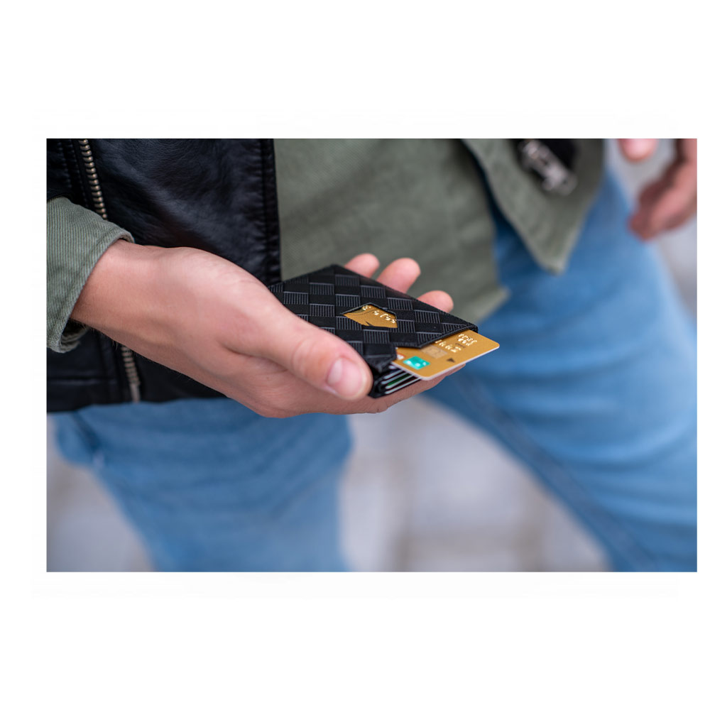 Πορτοφόλι για κάρτες δερμάτινο με rfid προστασία σε μαύρο χρώμα