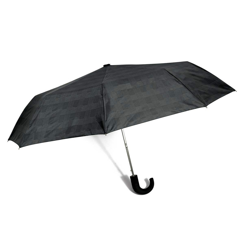 Ομπρέλα Αυτόματη Σπαστή σε μαύρο χρώμα με καρό σχέδιο