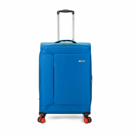 Βαλίτσα καμπίνας υφασμάτινη μπλε με 4 ρόδες