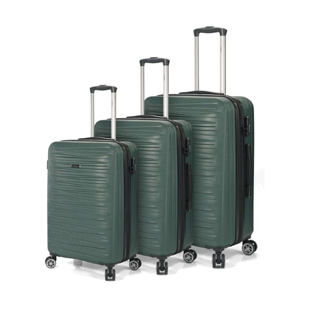 Βαλίτσες σκληρές με προέκταση, σετ 3 τεμαχίων πράσινο (καμπίνας-μεσαία-μεγάλη)