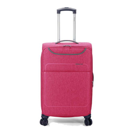 βαλίτσα καμπίνας υφασμάτινη με προέκταση ροζ