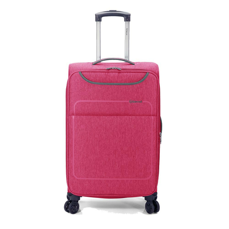 βαλίτσα μεσαία υφασμάτινη με προέκταση ροζ