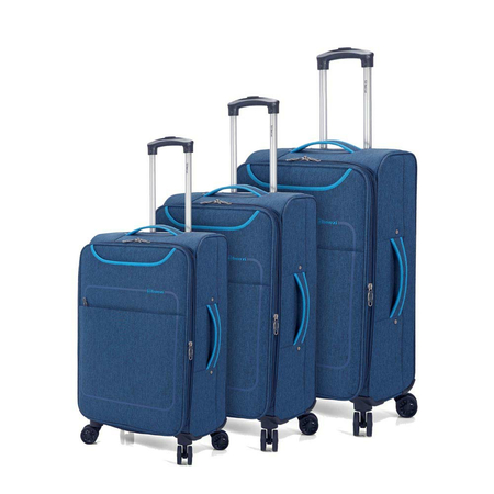 σετ υφασματινες βαλίτσες μπλε με προεκταση