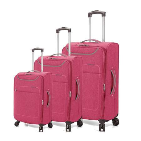 βαλίτσες σετ υφασμάτινες με προέκταση ροζ