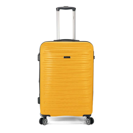 Βαλίτσα καμπίνας σκληρή με προέκταση κίτρινη με 4 ρόδες