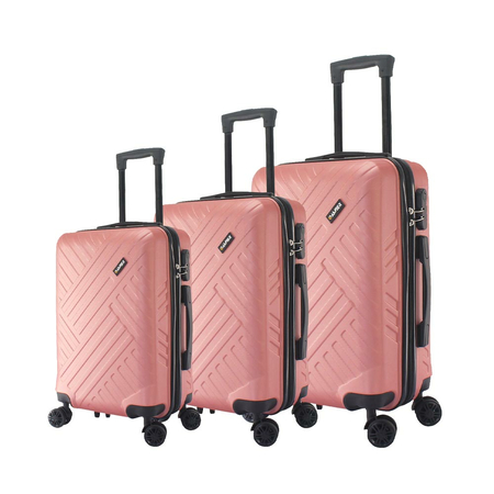 Βαλίτσες σκληρές, σετ 3 τεμαχίων (καμπίνας-μεσαία-μεγάλη) ροζ χρυσό