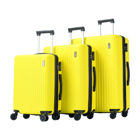Βαλίτσες σκληρές, σετ 3 τεμαχίων (καμπίνας-μεσαία-μεγάλη) με προέκταση κίτρινο