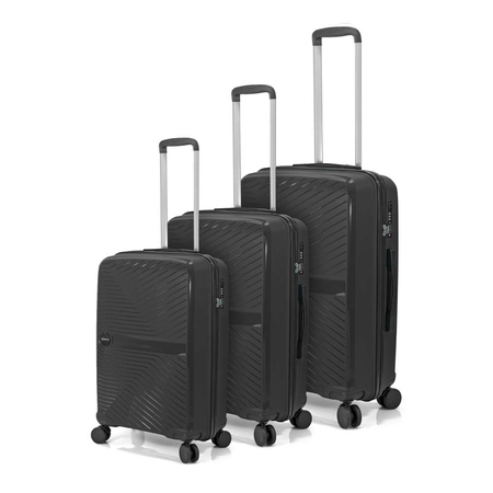 Σετ 3 Βαλίτσες Μαύρο με 4 διπλές ρόδες πολλαπλών κατευθύνσεων (360°) και TSA κλειδαριά