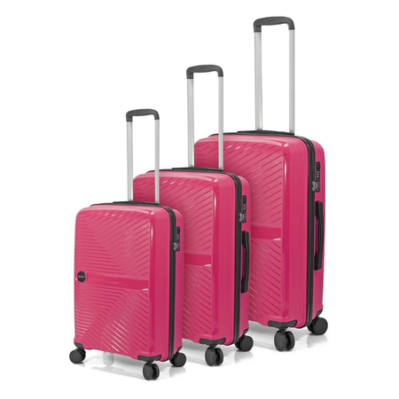 Σετ 3 Βαλίτσες Ροζ με 4 διπλές ρόδες και TSA κλειδαριά