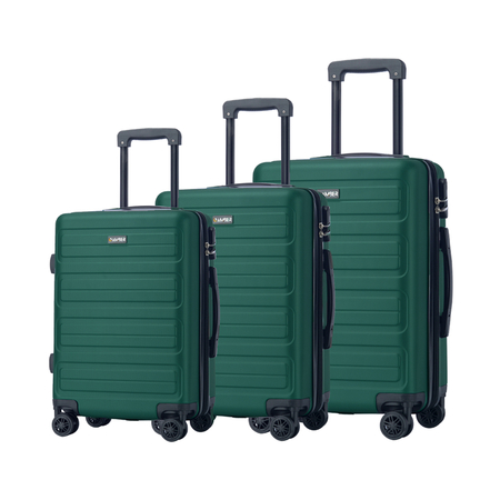 Βαλίτσες σκληρές, σετ 3 τεμαχίων (καμπίνας-μεσαία-μεγάλη) με προέκταση πράσινο