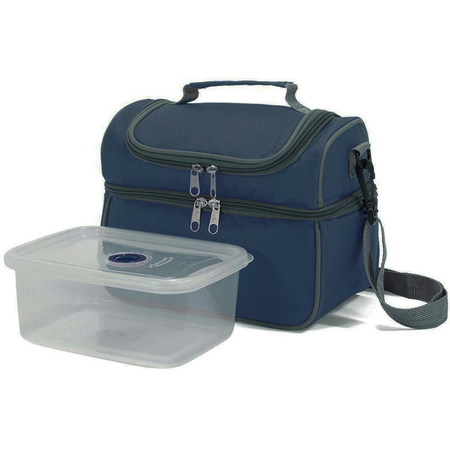 ισοθερμική τσάντα μπλε με πλαστικό δοχείο
