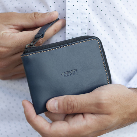 ΠΟΡΤΟΦΌΛΙ ΜΕ ΜΠΡΕΛΌΚ ΑΝΔΡΙΚΌ JASLEN ΔΕΡΜΆΤΙΝΟ ΜΠΛΕ 205644-03