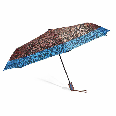 Ομπρέλα Αυτόματη Σπαστή σε καφέ μπλέ χρώμα