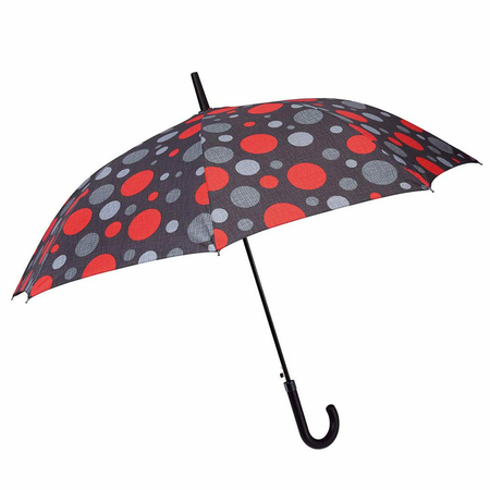 Ομπρέλα Αυτόματη Μπαστούνι μάυρη με κόκκινες βούλες